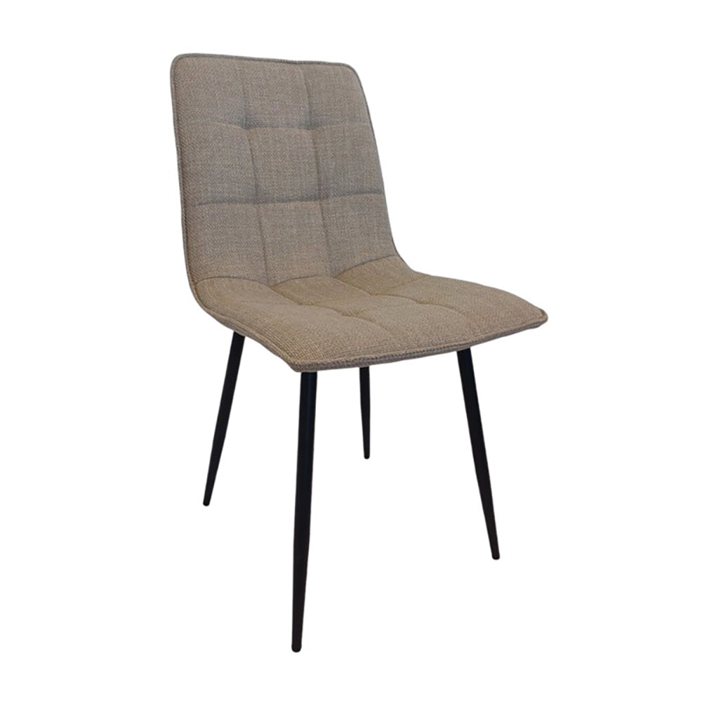 Valentino Dining Chair Taupe Fabric and Round Metal Legs