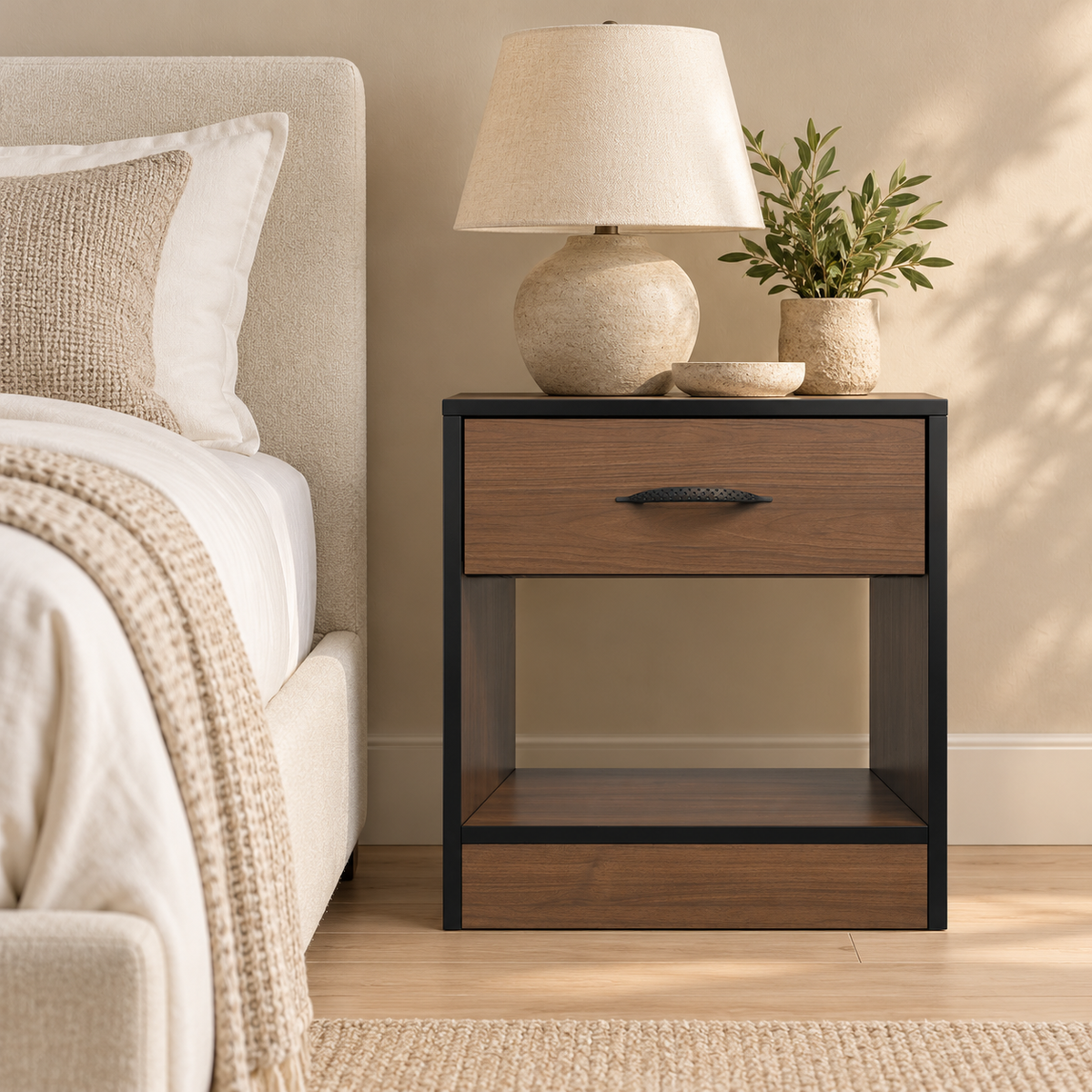 Foundation One Drawers Pedestal Brown Walnut