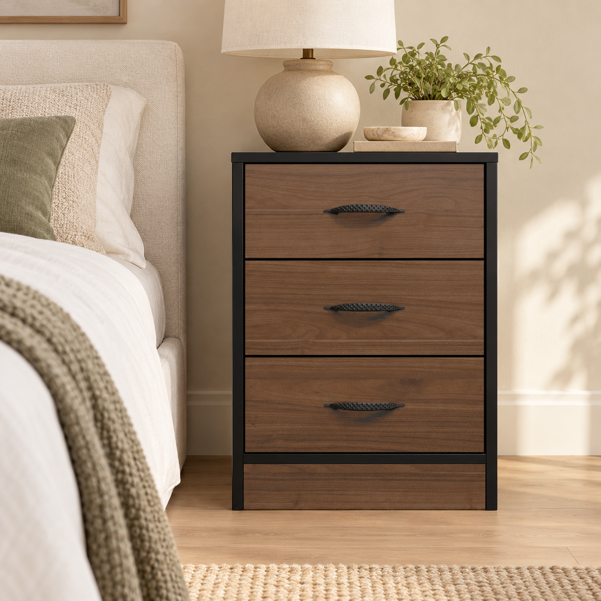 Foundation Three Drawers Pedestal Brown Walnut