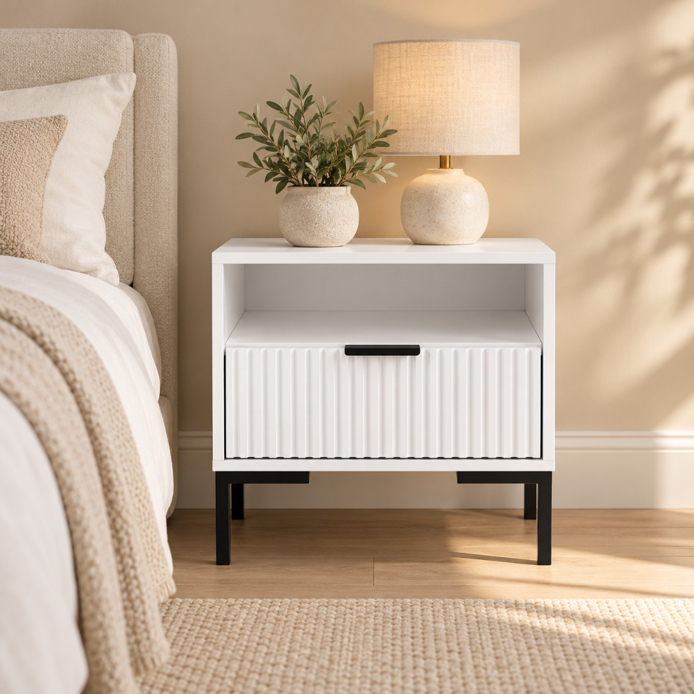 Carrie White With White Drawers Pedestal