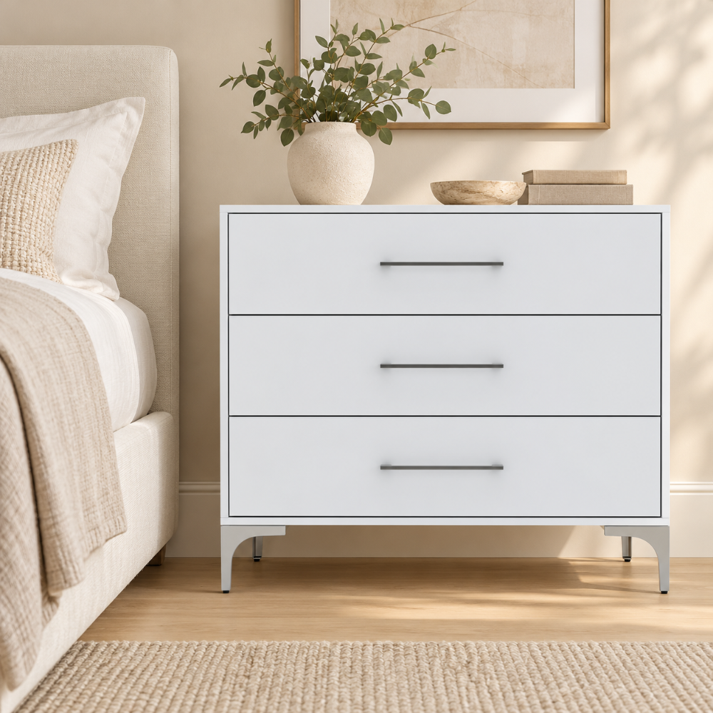 New York Dressing Table 900mm White - 3 Drawers
