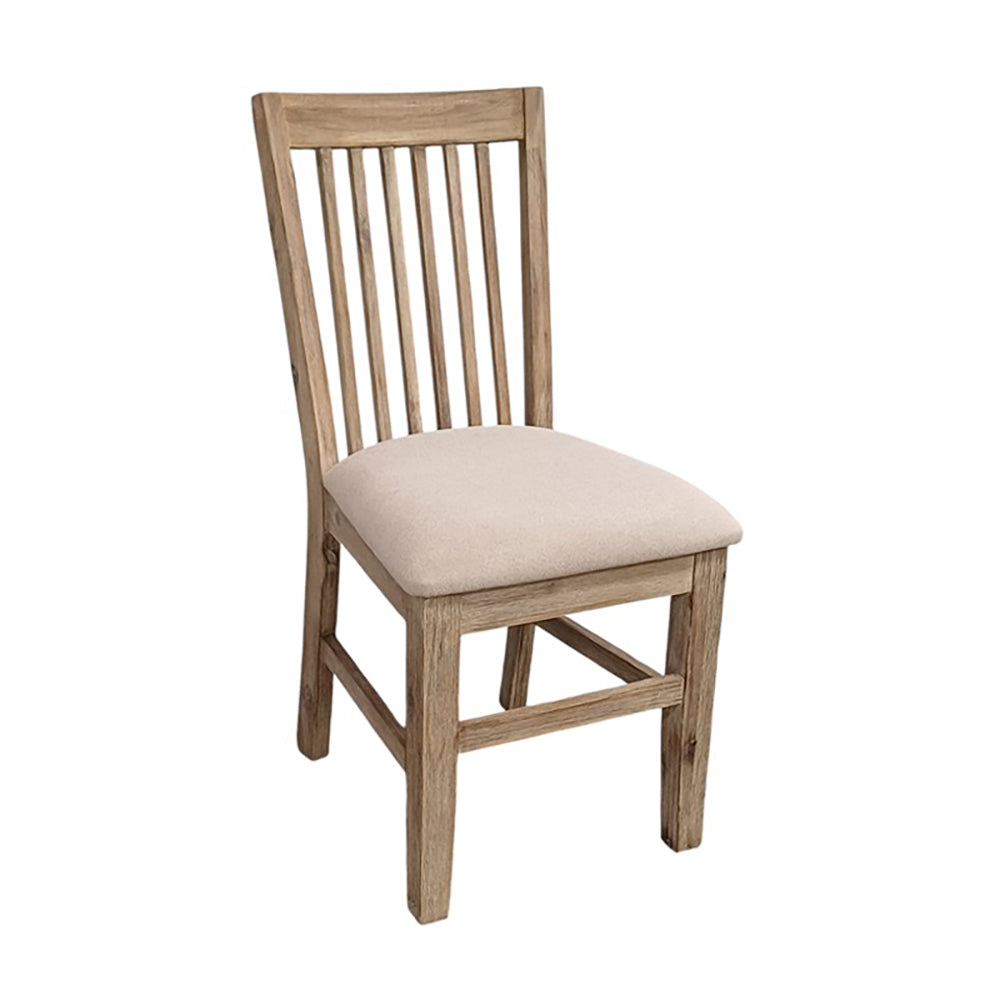 Willowmore Dining Chiar with Light Fabric Seat
 Silver Wire Brushed Solid Acacia
