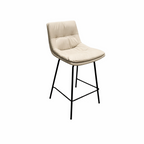 Beige bar stool with black legs on a white background