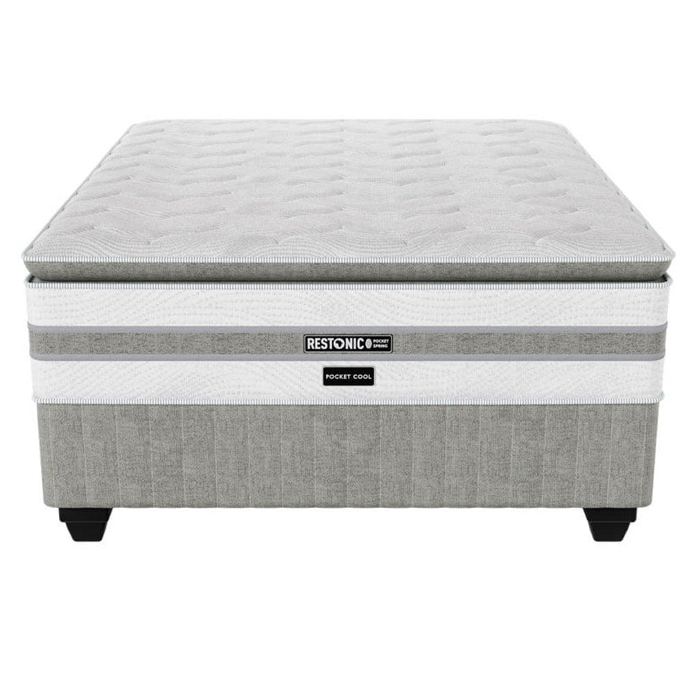 Restonic Pocket Cool Medium Queen Bed Set Standard Length