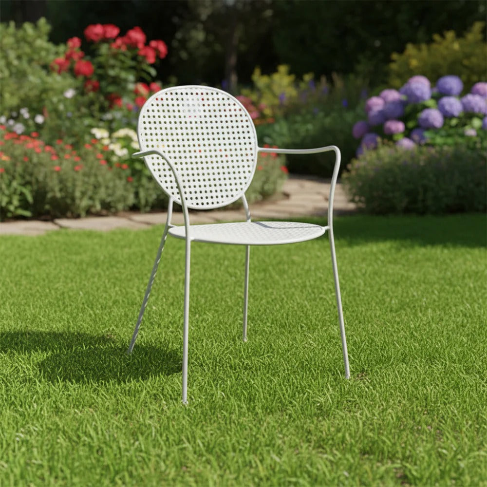 Sundby Stackable Garden Arm Chair Grey Metal