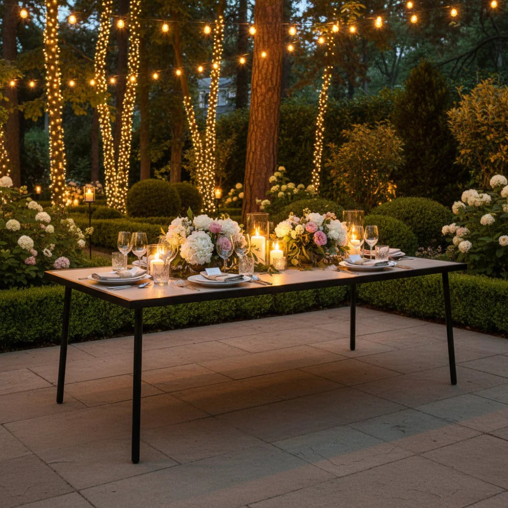 Sundby Patio Table Metal/Temp. Glass Top