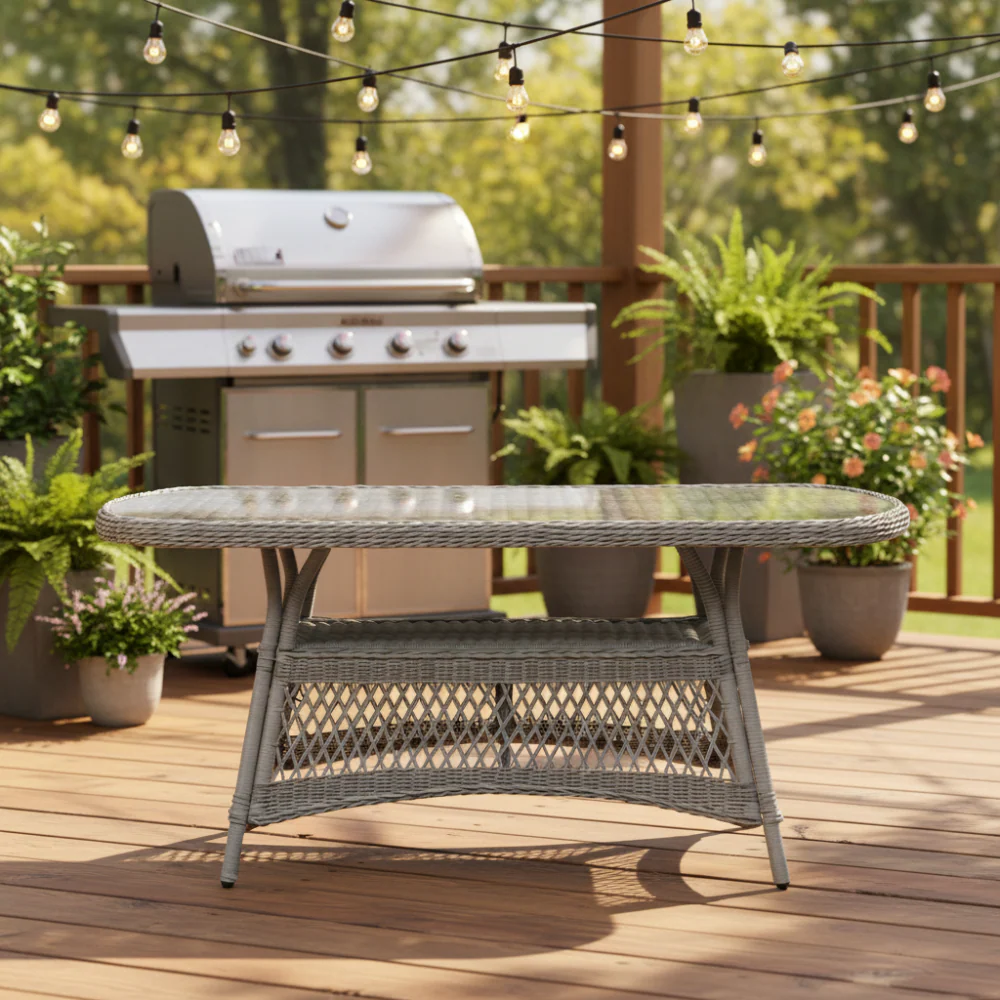 Sundby Patio Table - Poly Rattan Grey
