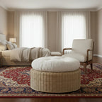 Santa Cruz Ottoman Leles Rattan & Cushin
