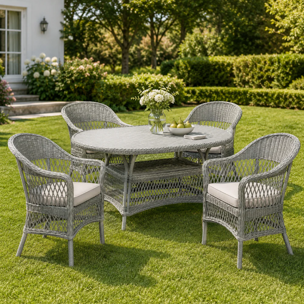 Sundby Patio Table - Poly Rattan Grey