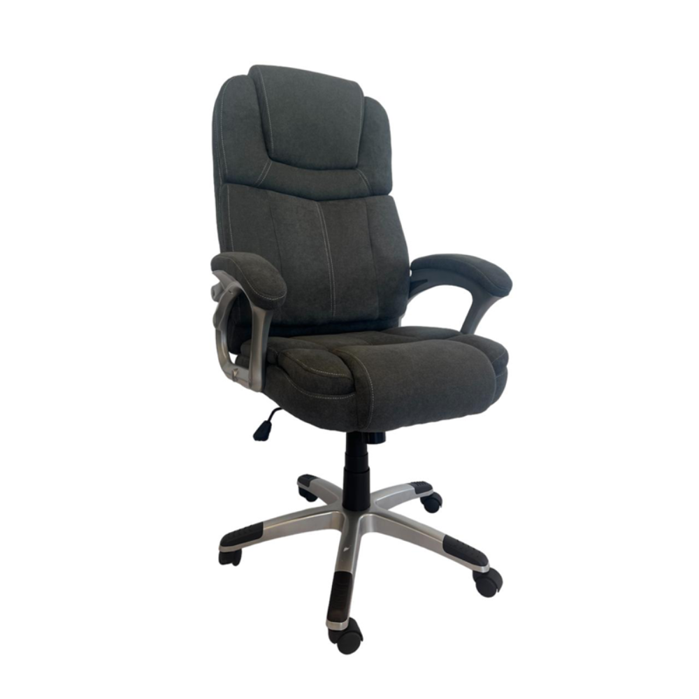 Black office chair with armrests on a white background