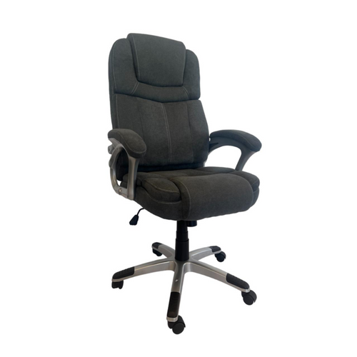 Black office chair with armrests on a white background