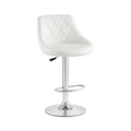 White bar stool with a diamond pattern on a white background