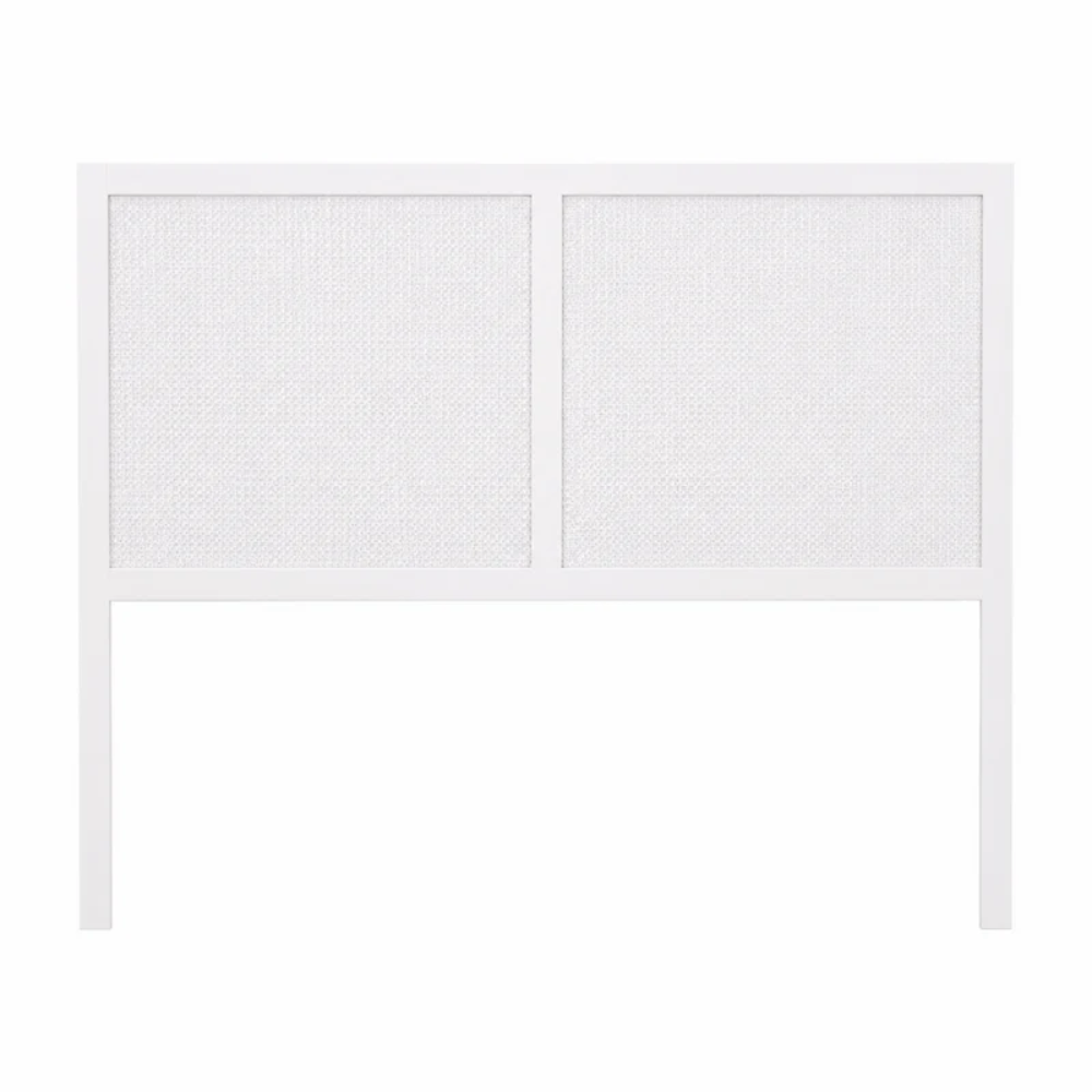 White headboard with mesh design on a white background