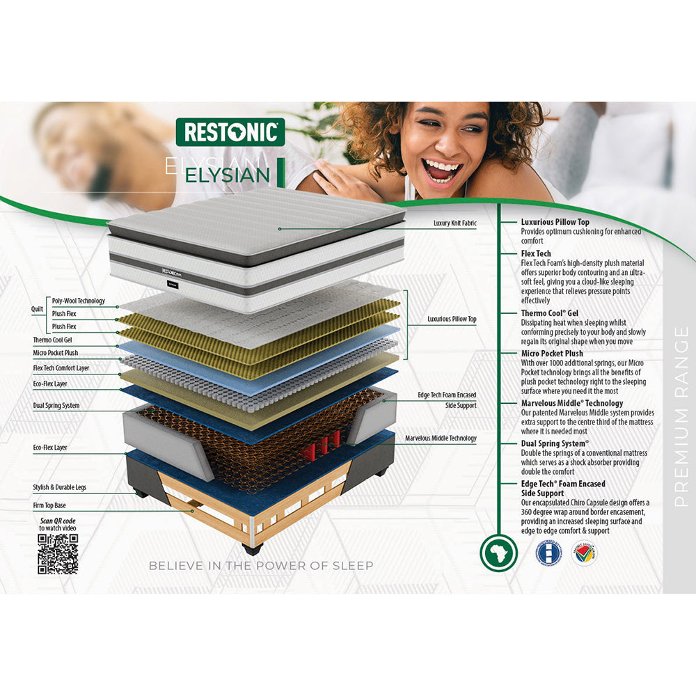 Restonic Elysian Plush Queen Bed Set Standard Length