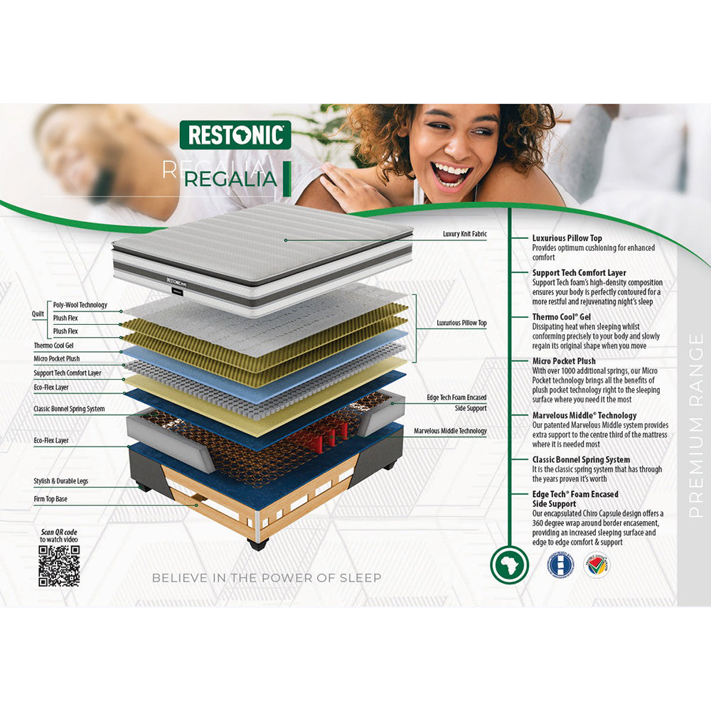 Restonic Regalia Plush Three Quarter Bed Set Extra Length