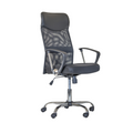 Gray office chair with mesh backrest on a white background