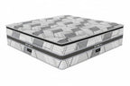 Gray and white mattress with geometric pattern on a white background