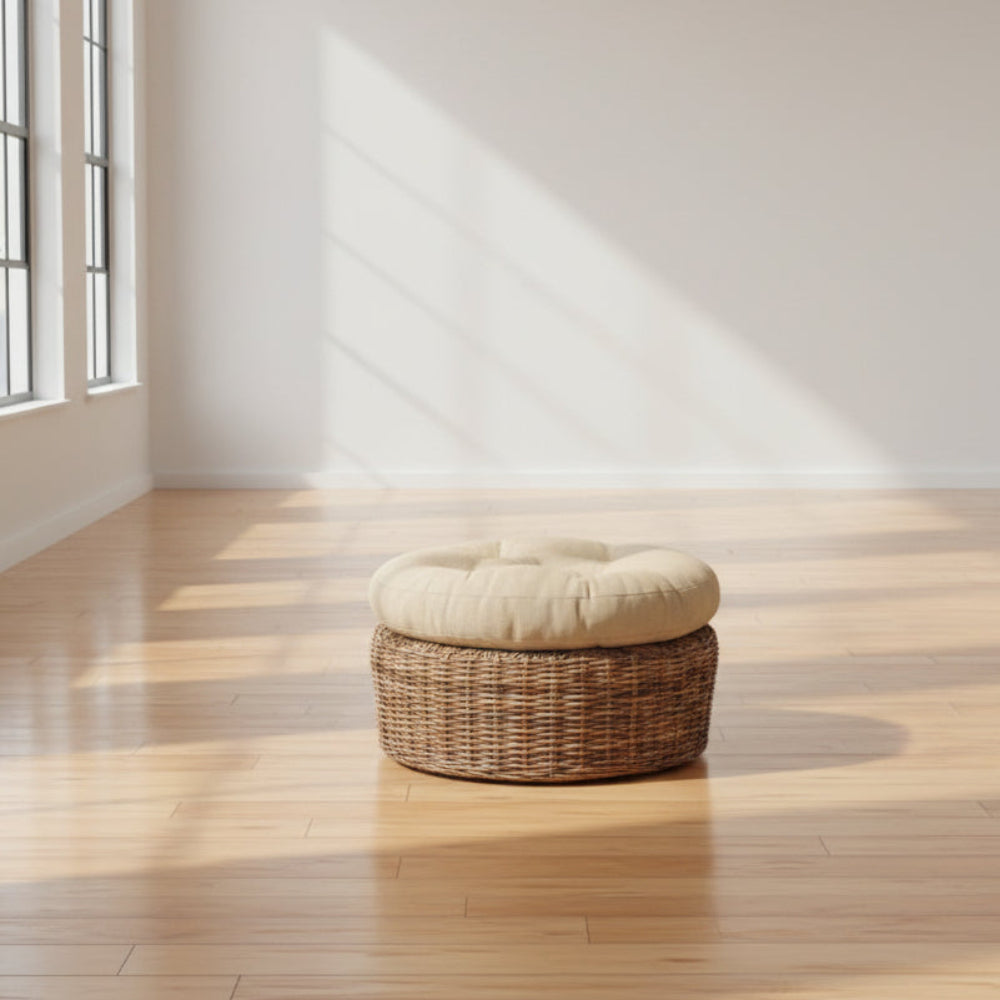 Tiger Ottoman Croco Rattan & Cushion