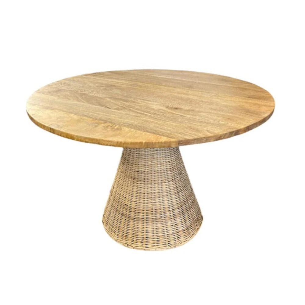 Barbados Coffee Table Rattan/ Mango Wood Top Round 800mm X H 500mm