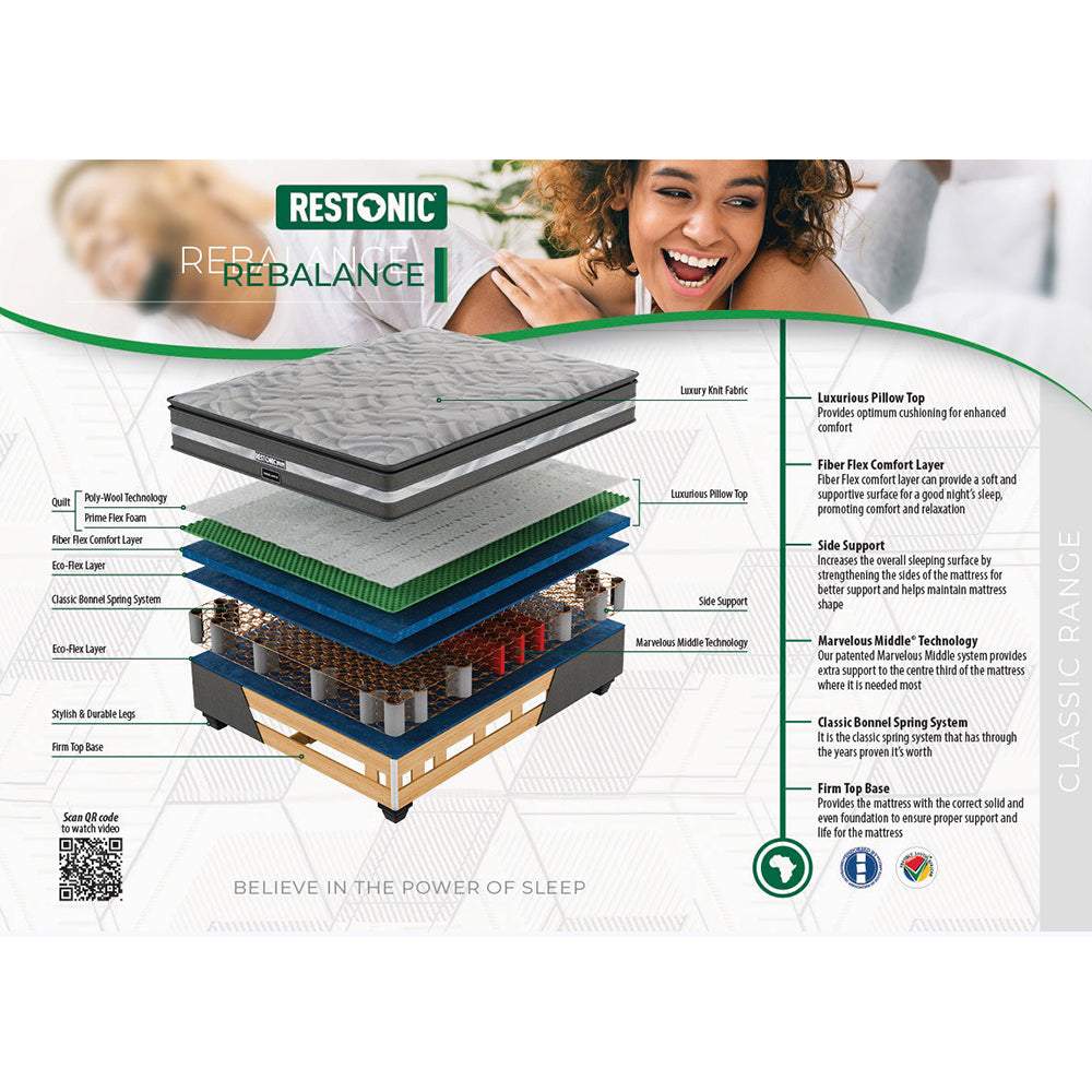 Restonic Rebalance Medium Queen Bed Set Standard Length