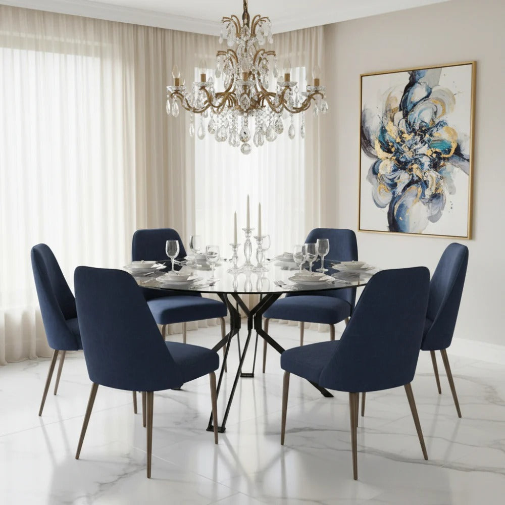 Bretta Dining Table 1m Round - Glass Top