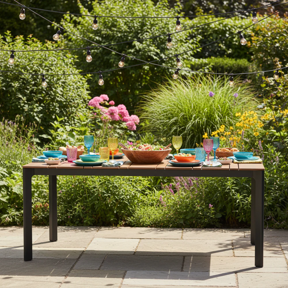 Sundby Patio Table Alum/Poly Wood Top