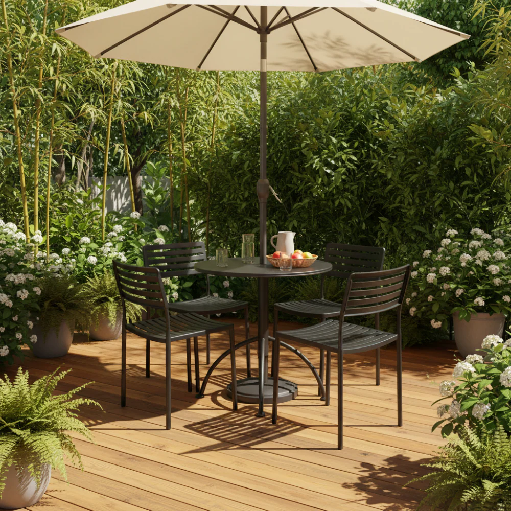 Tropicana 5Pce Bistro Set Metal Black