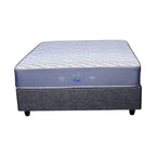 Blue and gray mattress on a white background